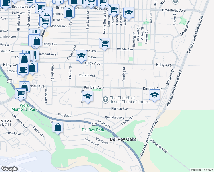 map of restaurants, bars, coffee shops, grocery stores, and more near 1325 Kimball Avenue in Seaside