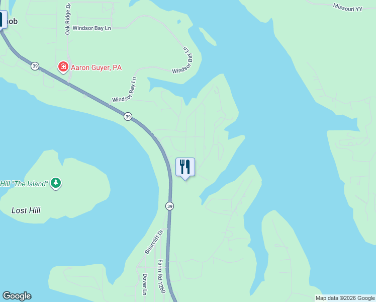 map of restaurants, bars, coffee shops, grocery stores, and more near 22399 Farm Road 1247 in Shell Knob