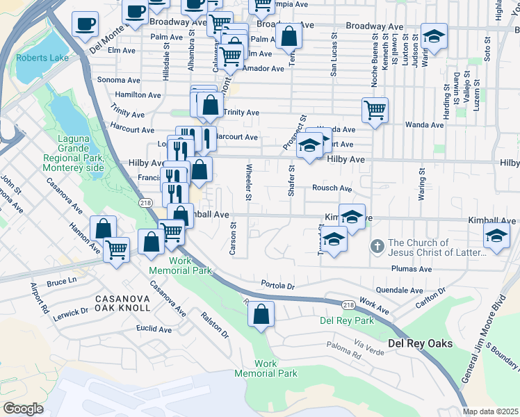 map of restaurants, bars, coffee shops, grocery stores, and more near 1025 Kimball Ave in Seaside