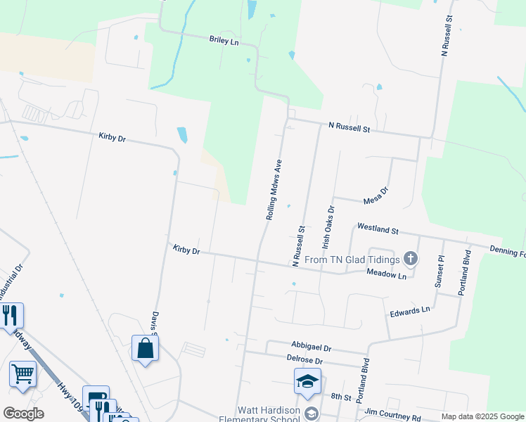 map of restaurants, bars, coffee shops, grocery stores, and more near 106 Rolling Meadows Drive in Portland