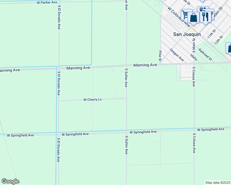 map of restaurants, bars, coffee shops, grocery stores, and more near 9585 Flores Drive in San Joaquin
