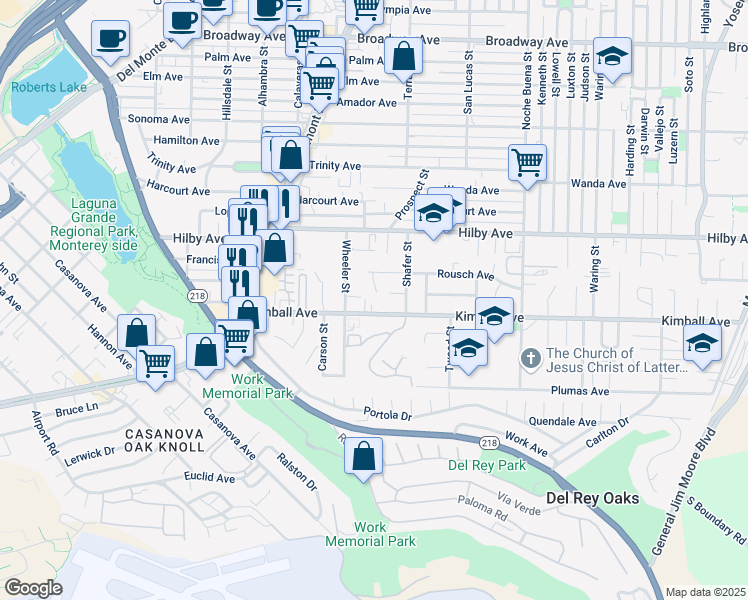 map of restaurants, bars, coffee shops, grocery stores, and more near 1025 Kimball Avenue in Seaside