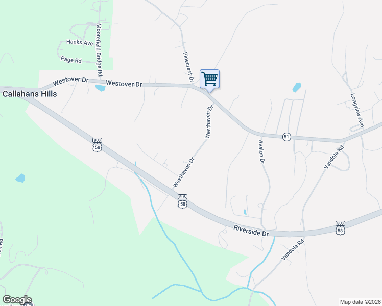 map of restaurants, bars, coffee shops, grocery stores, and more near Westhaven Drive in Danville