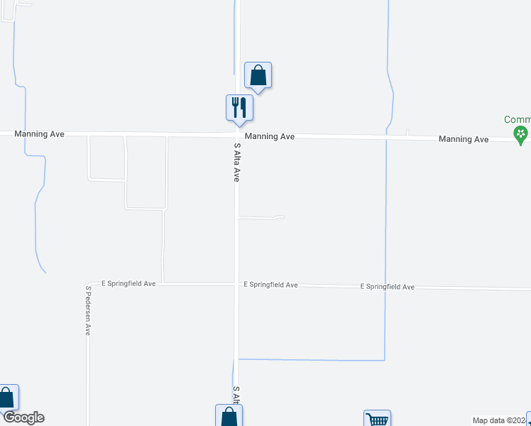 map of restaurants, bars, coffee shops, grocery stores, and more near 9234 South Alta Avenue in Reedley