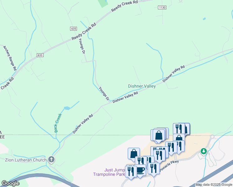map of restaurants, bars, coffee shops, grocery stores, and more near 4499 Dishner Valley Road in Bristol