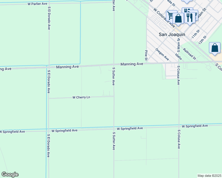 map of restaurants, bars, coffee shops, grocery stores, and more near 9572 Flores Drive in San Joaquin
