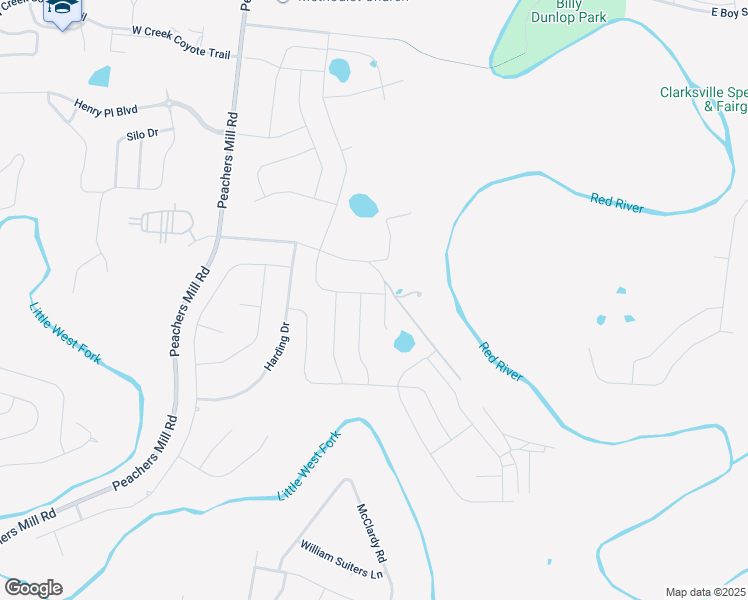 map of restaurants, bars, coffee shops, grocery stores, and more near 2257 Allen-Griffey Road in Clarksville