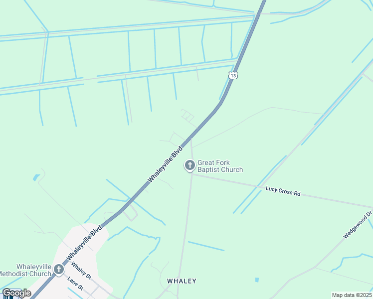 map of restaurants, bars, coffee shops, grocery stores, and more near Great Fork Road in Suffolk