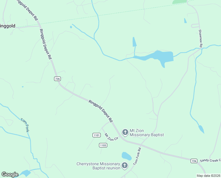 map of restaurants, bars, coffee shops, grocery stores, and more near 1313 Ringgold Depot Road in Ringgold