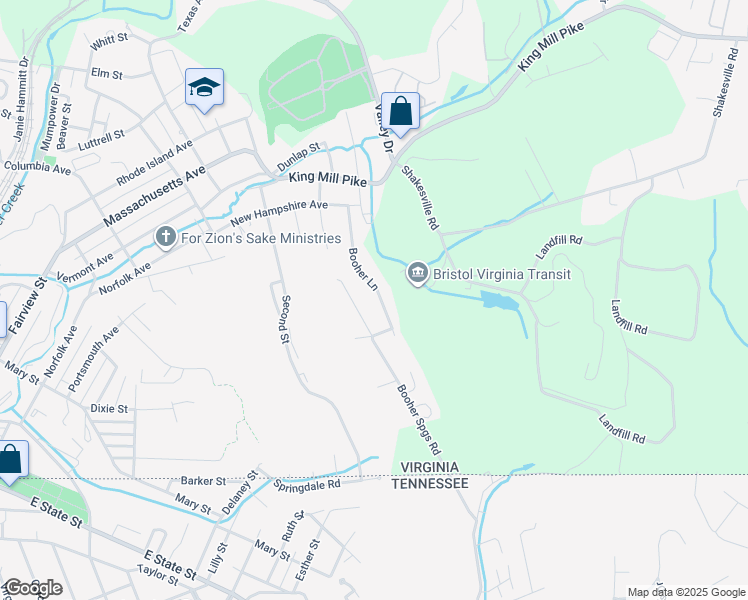 map of restaurants, bars, coffee shops, grocery stores, and more near 201 Booher Lane in Bristol