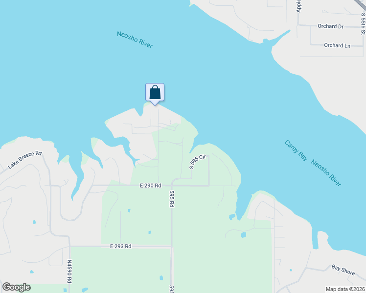 map of restaurants, bars, coffee shops, grocery stores, and more near 33490 South 595 Road in Grove