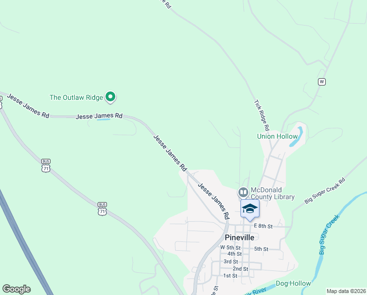 map of restaurants, bars, coffee shops, grocery stores, and more near 1471 Old US Highway 71 in Pineville