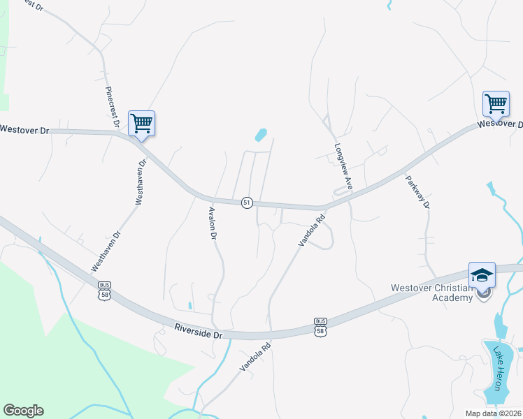 map of restaurants, bars, coffee shops, grocery stores, and more near 3997 Westover Drive in Danville