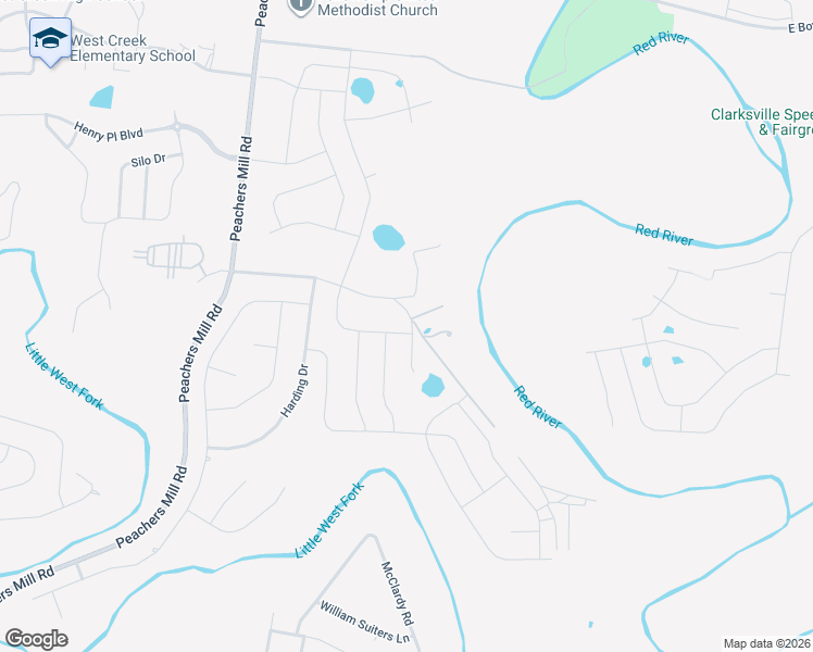 map of restaurants, bars, coffee shops, grocery stores, and more near 2248 Allen-Griffey Road in Clarksville