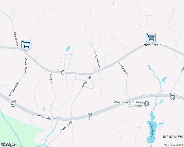 map of restaurants, bars, coffee shops, grocery stores, and more near 3804 Westover Drive in Danville