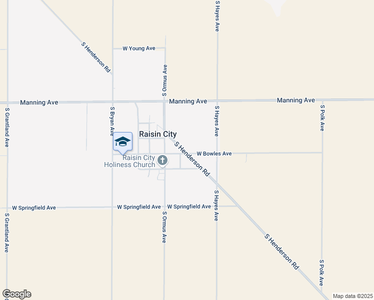 map of restaurants, bars, coffee shops, grocery stores, and more near 9242 South Henderson Road in Raisin City