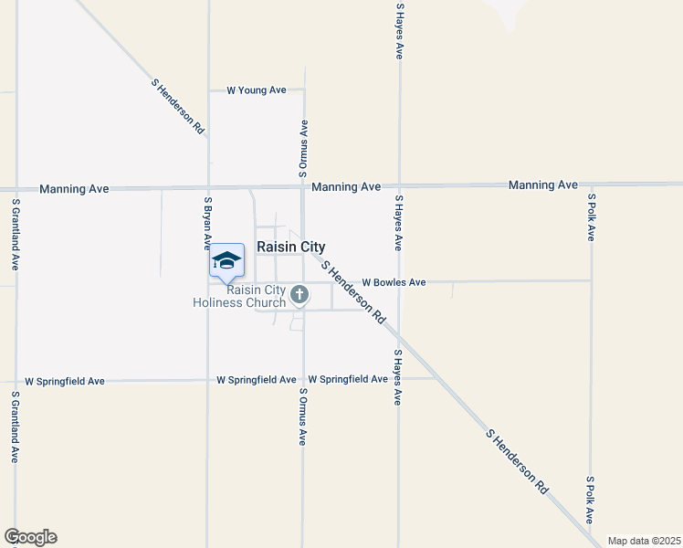 map of restaurants, bars, coffee shops, grocery stores, and more near 9242 South Henderson Road in Raisin City