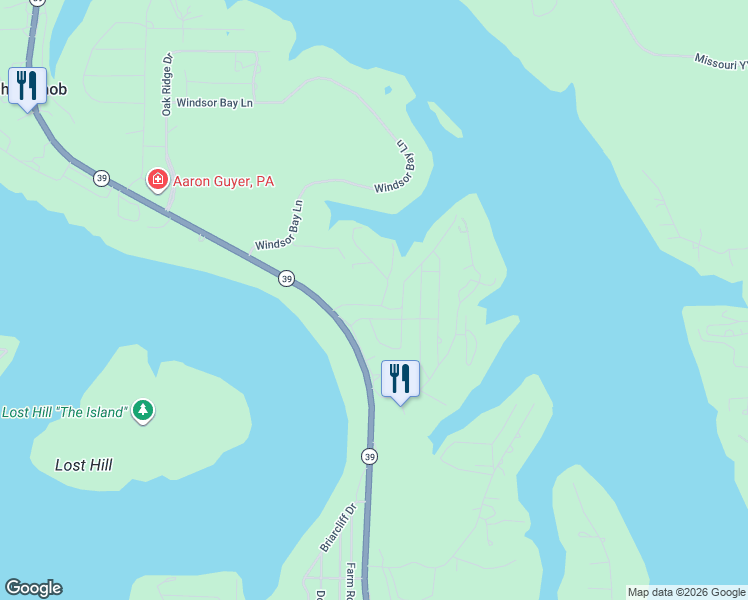 map of restaurants, bars, coffee shops, grocery stores, and more near 22399 Farm Road 1247 in Shell Knob