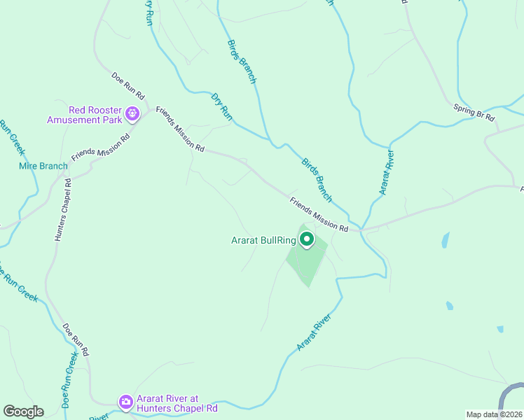 map of restaurants, bars, coffee shops, grocery stores, and more near 3366 Friends Mission Road in Ararat