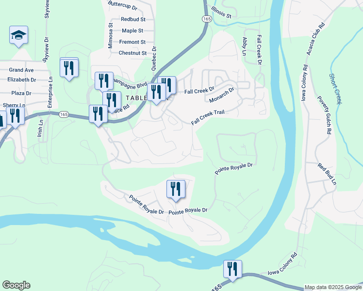 map of restaurants, bars, coffee shops, grocery stores, and more near 34 Golfshores Drive in Branson