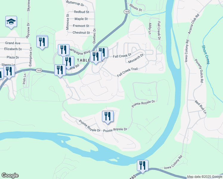 map of restaurants, bars, coffee shops, grocery stores, and more near 34 Golfshores Drive in Branson