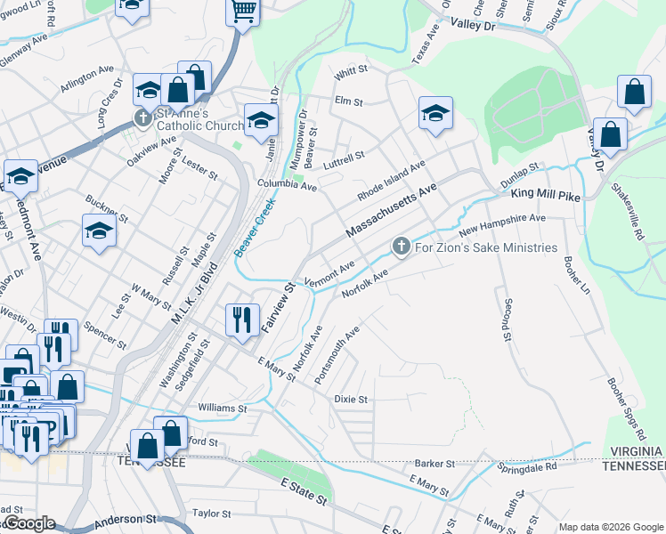 map of restaurants, bars, coffee shops, grocery stores, and more near Newport Ave in Bristol