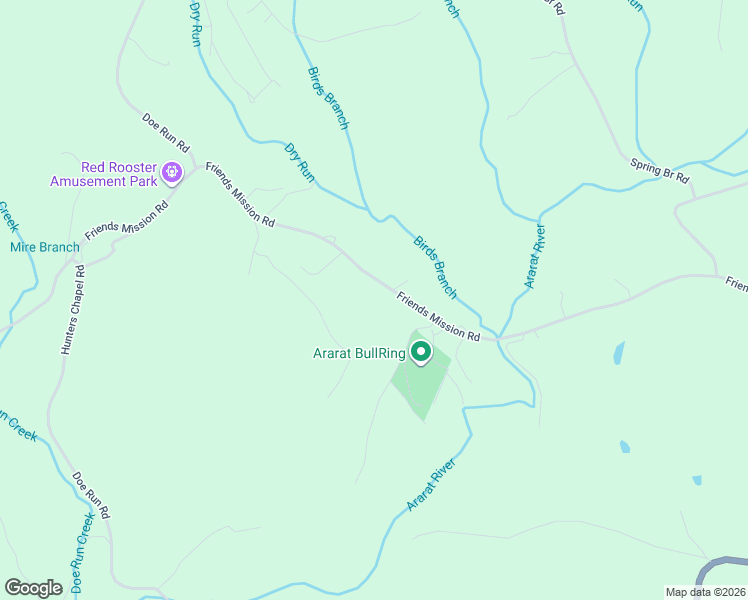 map of restaurants, bars, coffee shops, grocery stores, and more near 3366 Friends Mission Road in Ararat