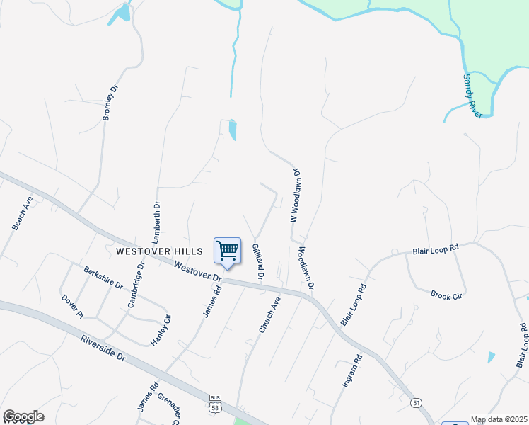 map of restaurants, bars, coffee shops, grocery stores, and more near 215 Gilliland Drive in Danville