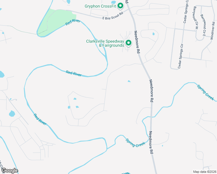 map of restaurants, bars, coffee shops, grocery stores, and more near 1394 Needmore Road in Clarksville