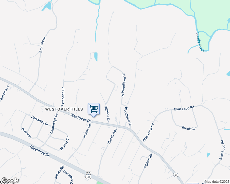 map of restaurants, bars, coffee shops, grocery stores, and more near 220 Gilliland Drive in Danville