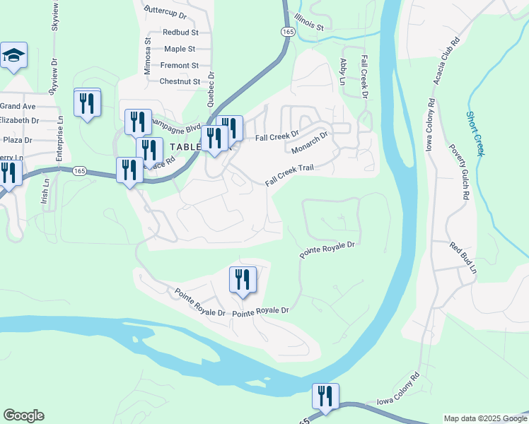 map of restaurants, bars, coffee shops, grocery stores, and more near 40 Scenic Court in Branson