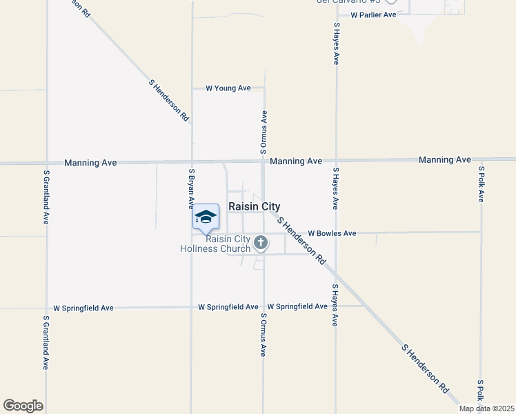 map of restaurants, bars, coffee shops, grocery stores, and more near in Raisin City