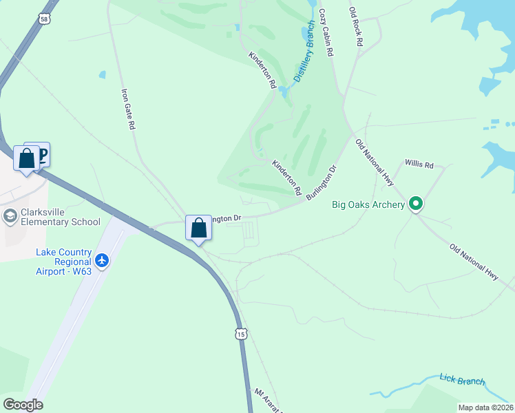 map of restaurants, bars, coffee shops, grocery stores, and more near 600 River Wynd Drive in Clarksville