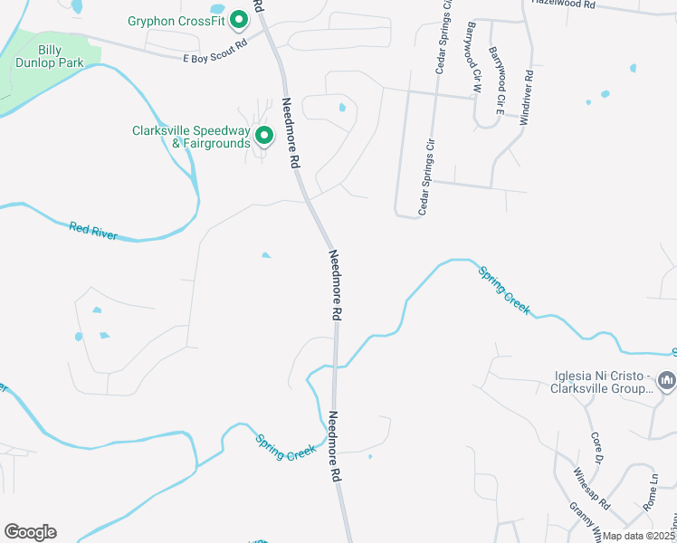 map of restaurants, bars, coffee shops, grocery stores, and more near 1342 Needmore Road in Clarksville