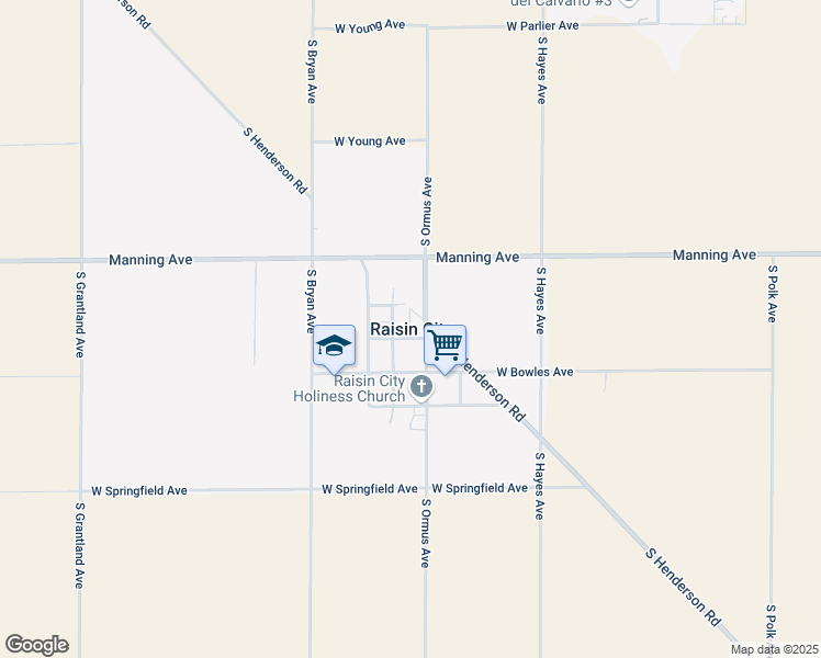 map of restaurants, bars, coffee shops, grocery stores, and more near in Raisin City