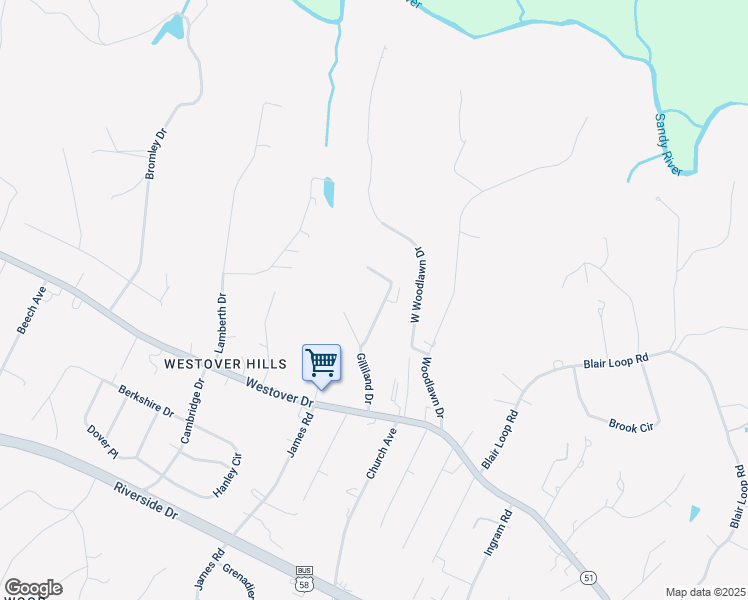 map of restaurants, bars, coffee shops, grocery stores, and more near 215 Gilliland Drive in Danville