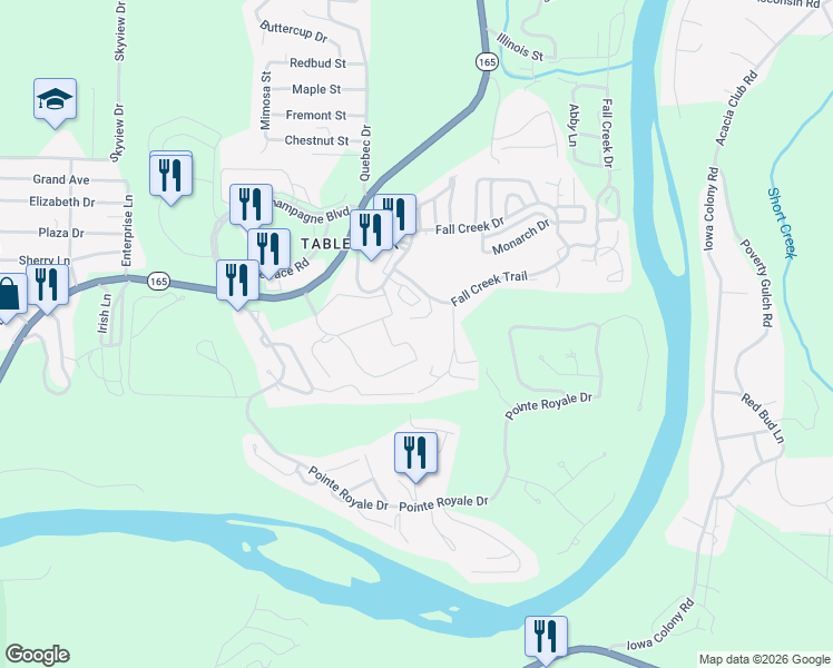 map of restaurants, bars, coffee shops, grocery stores, and more near 8 Hunters Cove in Branson