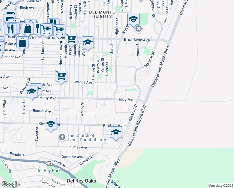map of restaurants, bars, coffee shops, grocery stores, and more near 2 Valencia Court in Seaside