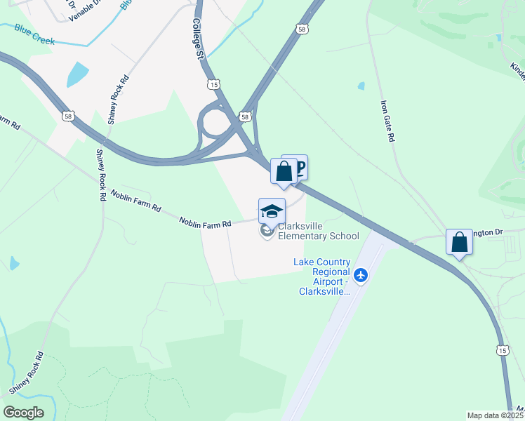map of restaurants, bars, coffee shops, grocery stores, and more near 500 Meadow Court in Clarksville