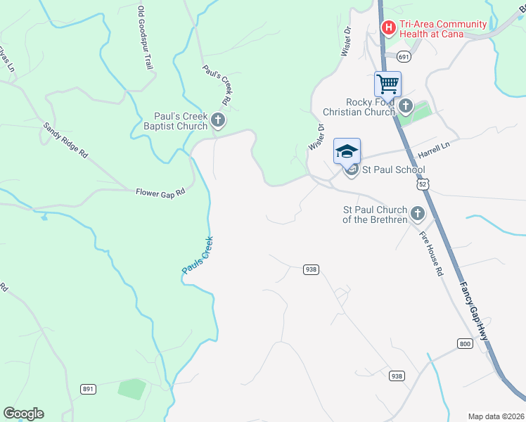 map of restaurants, bars, coffee shops, grocery stores, and more near Flower Gap Road in Cana