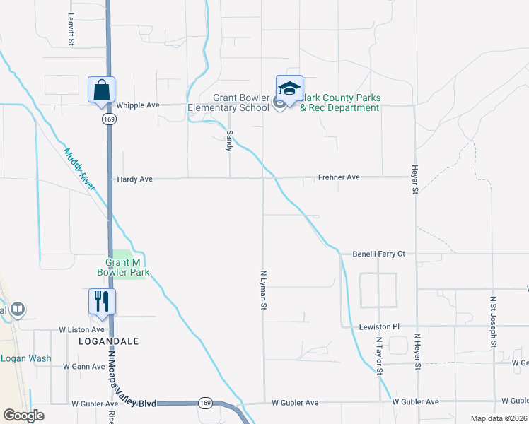 map of restaurants, bars, coffee shops, grocery stores, and more near 3404 North Lyman Street in Moapa Valley