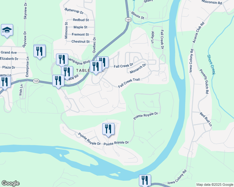 map of restaurants, bars, coffee shops, grocery stores, and more near 10 Scenic Court in Branson