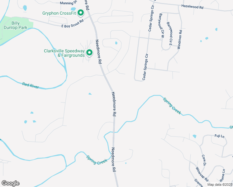 map of restaurants, bars, coffee shops, grocery stores, and more near 1451 Needmore Road in Clarksville