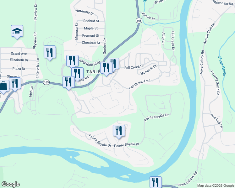 map of restaurants, bars, coffee shops, grocery stores, and more near 8 Hunters Cove in Branson