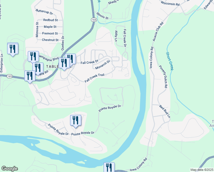 map of restaurants, bars, coffee shops, grocery stores, and more near 1726 Pointe Royale Drive in Branson