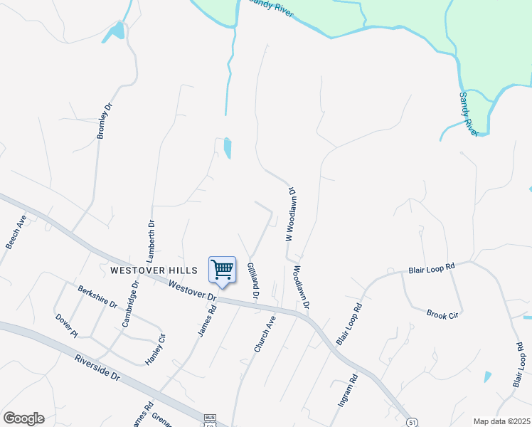 map of restaurants, bars, coffee shops, grocery stores, and more near 255 Gilliland Drive in Danville