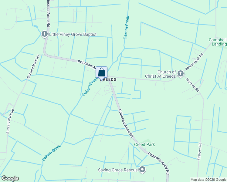 map of restaurants, bars, coffee shops, grocery stores, and more near 584 State Route 615 in Virginia Beach