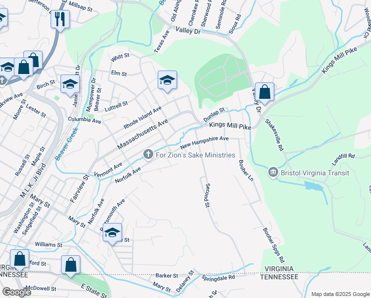 map of restaurants, bars, coffee shops, grocery stores, and more near 1419-1473 New Hampshire Ave in Bristol