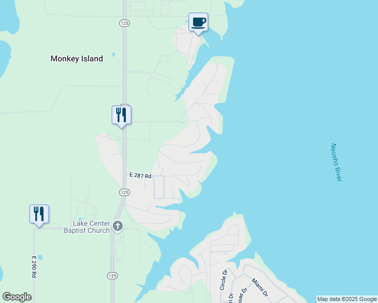 map of restaurants, bars, coffee shops, grocery stores, and more near 33511 Ridge Road in Monkey Island