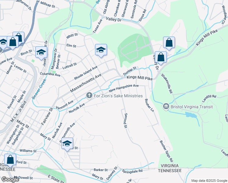map of restaurants, bars, coffee shops, grocery stores, and more near 1419 New Hampshire Avenue in Bristol